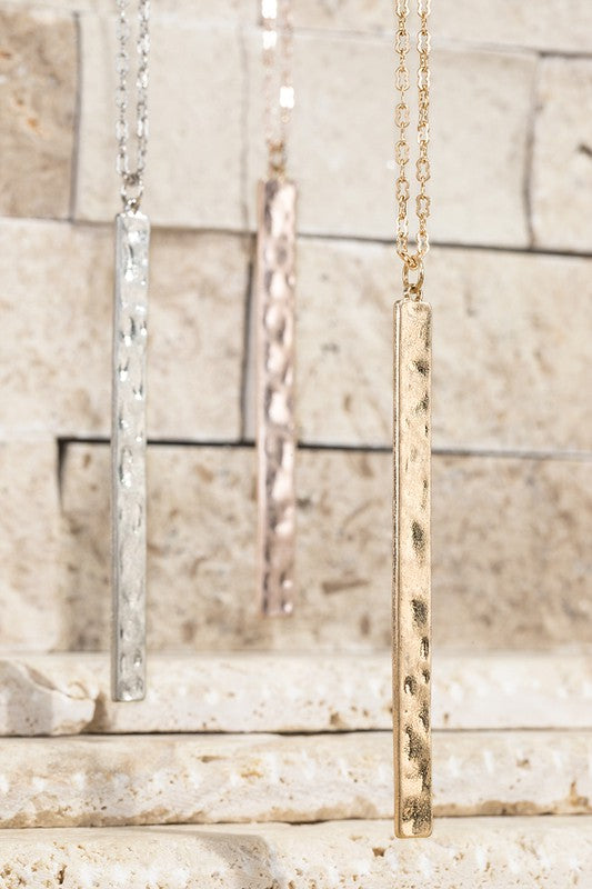 Long Hammered Bar Necklace
