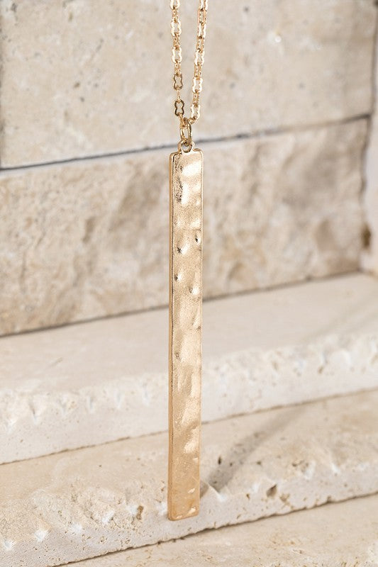 Long Hammered Bar Necklace