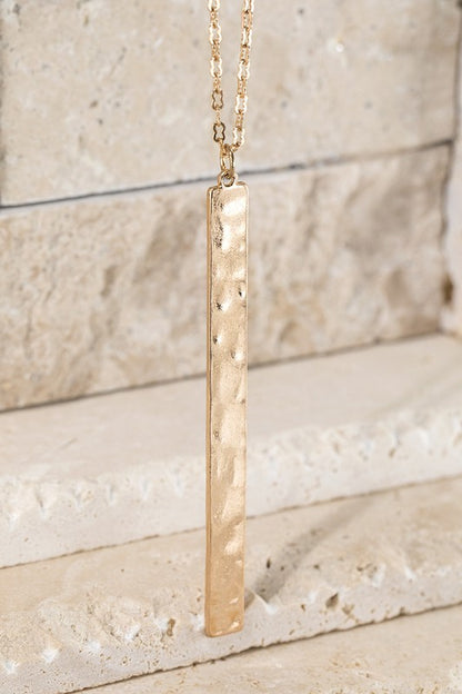 Long Hammered Bar Necklace