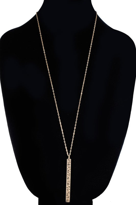 Long Hammered Bar Necklace