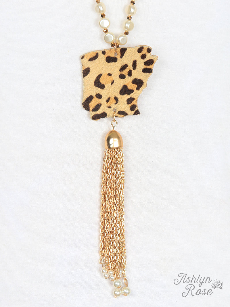 Pearls & Cheetah Arkansas Necklace