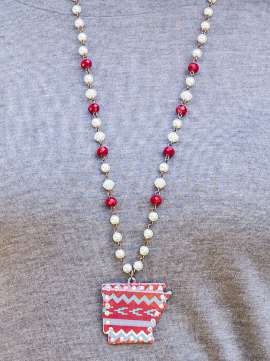 Arkansas on Pearl & Beaded Necklace