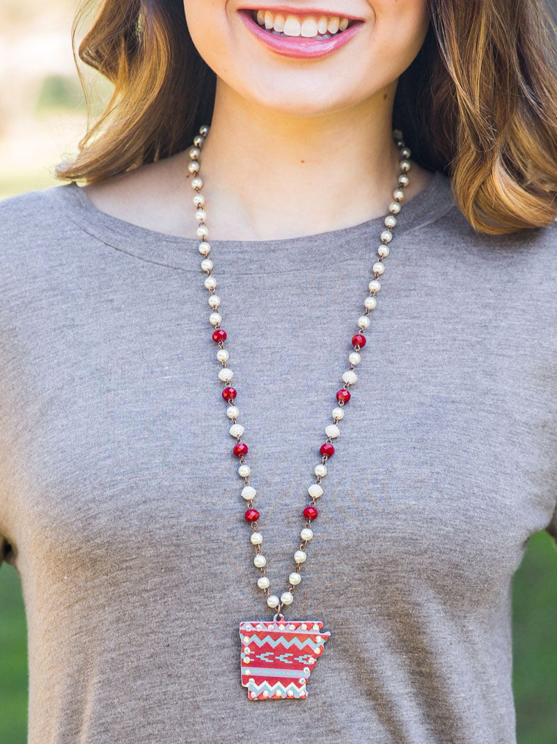 Arkansas on Pearl & Beaded Necklace