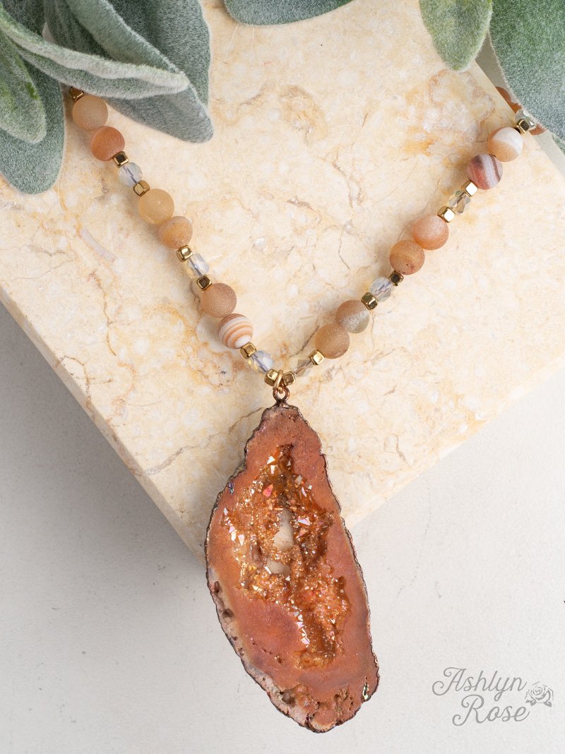 Center of the Universe Geode Beaded Stone Necklace