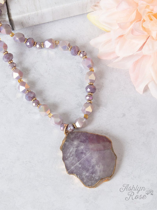 Must Be Mauve Beaded Stone Necklace
